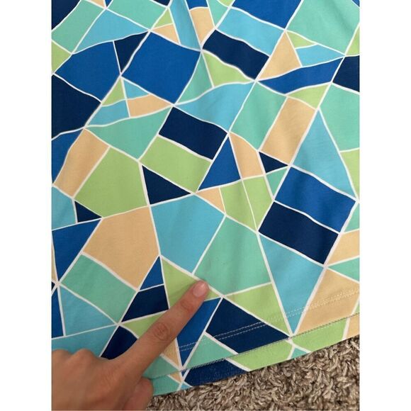 J. Mclaughlin Dolly Catalina Cloth Sleeveless Dress Belted Green/Blue Print XS - Picture 14 of 15